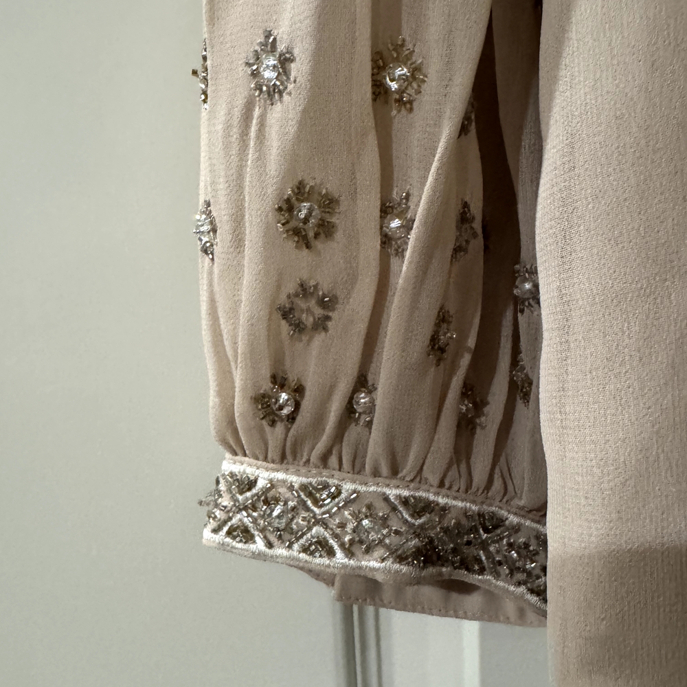 Chico's Beige Metallic Studded Blouse - Picture 8 of 10